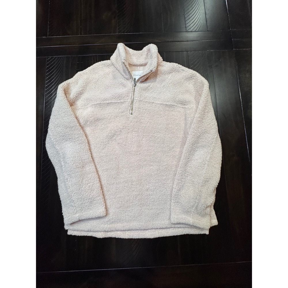 Thread & Supply Women Blush Pink Sherpa Fleece Quarter Zip Pullover Sweater M